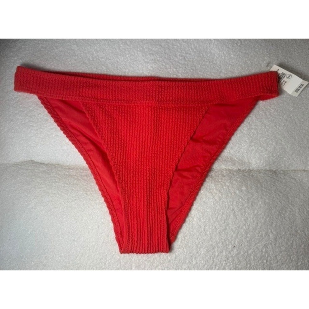 Aerie Real Good Red Crinkle Textured Cheeky Bikini Bottom Medium NWT